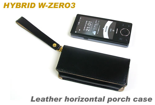 EZD HYBRID W-ZERO3本革フリップポーチ横型ケース