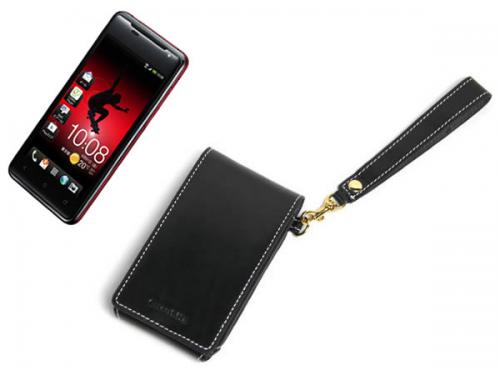 EZD HTC J ISW13HT本革フリップポーチ縦型ケース