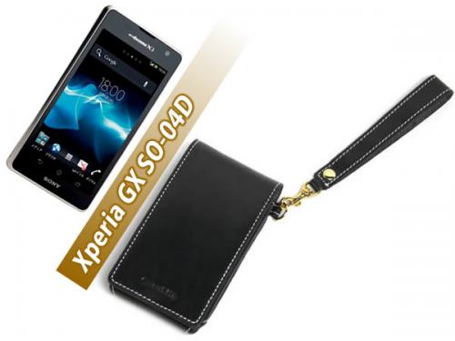 EZD Xperia GX SO-04D本革フリップポーチ縦型ケース